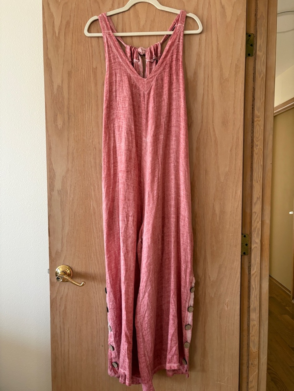 Meo Meli Sleeveless Tie-Back Pinkish red Linen Jumpsuit OS